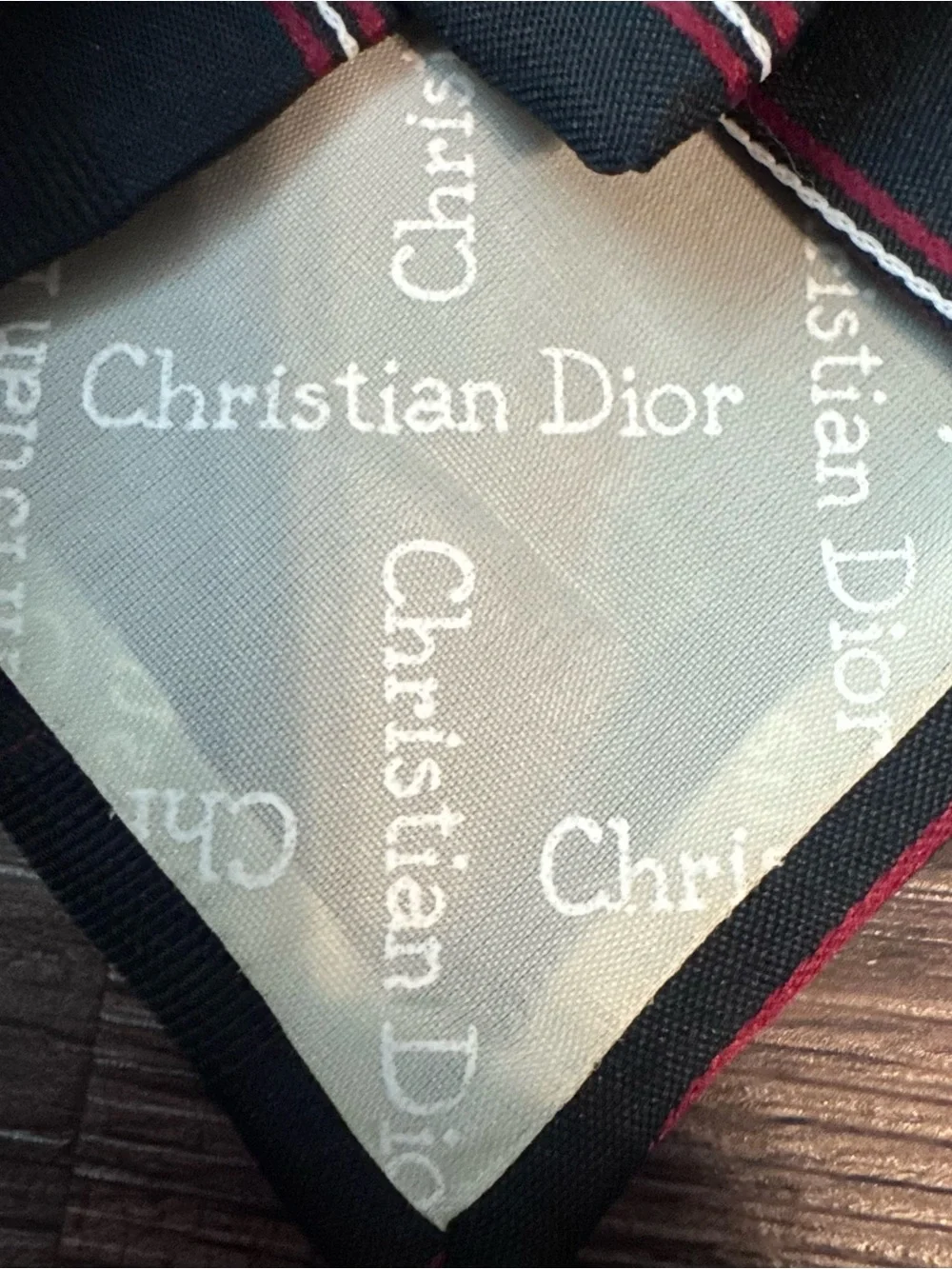 Vintage Christian Dior Men’s Black Red Stripe Neck Tie